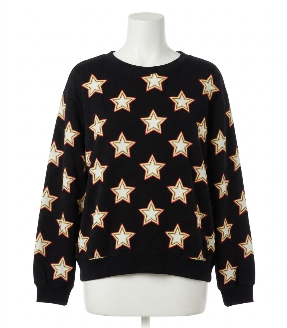 NEW CHASER star toss pullover top in black
